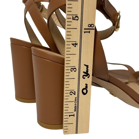 NIB Stuart Weitzman Nearlybare Tan Brown Smooth Calf Leather Sandals Size 10 - Picture 5 of 14